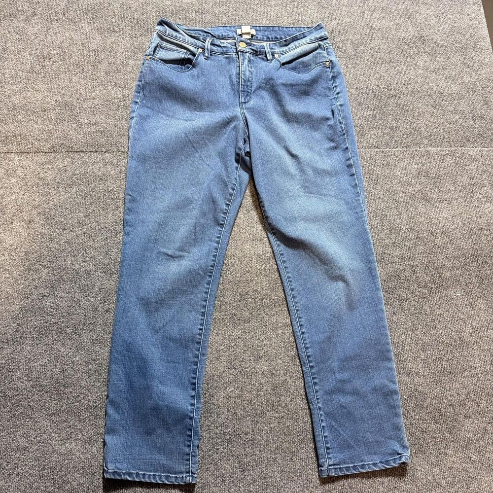 Martha Stewart Jeans Womens 12P Blue Medium Wash Straight High Rise Petite Denim